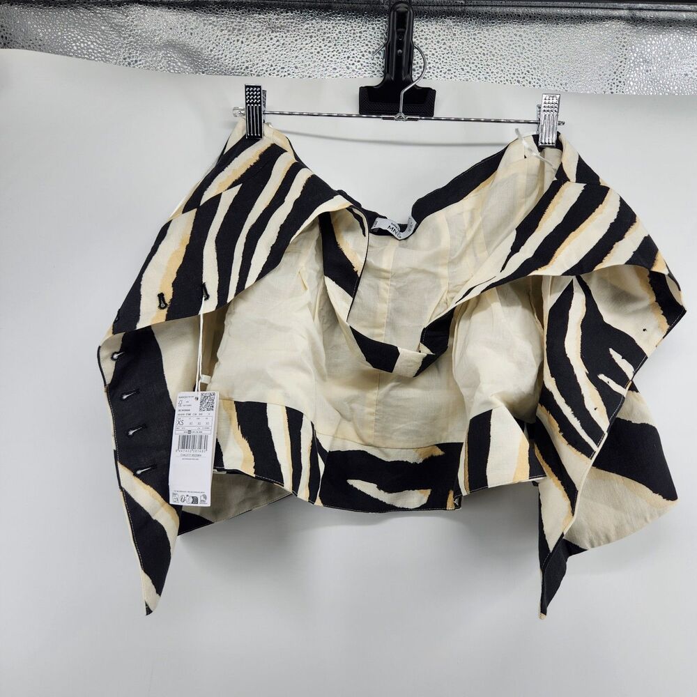 MNG by Mango XS Ivory Zebra Print Linen Halter Vest NWT